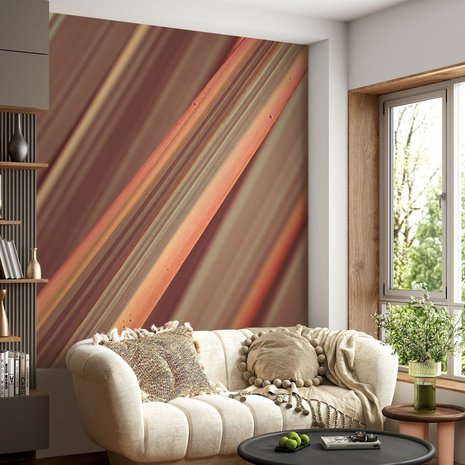 Contemporary stripe wall mural in open space