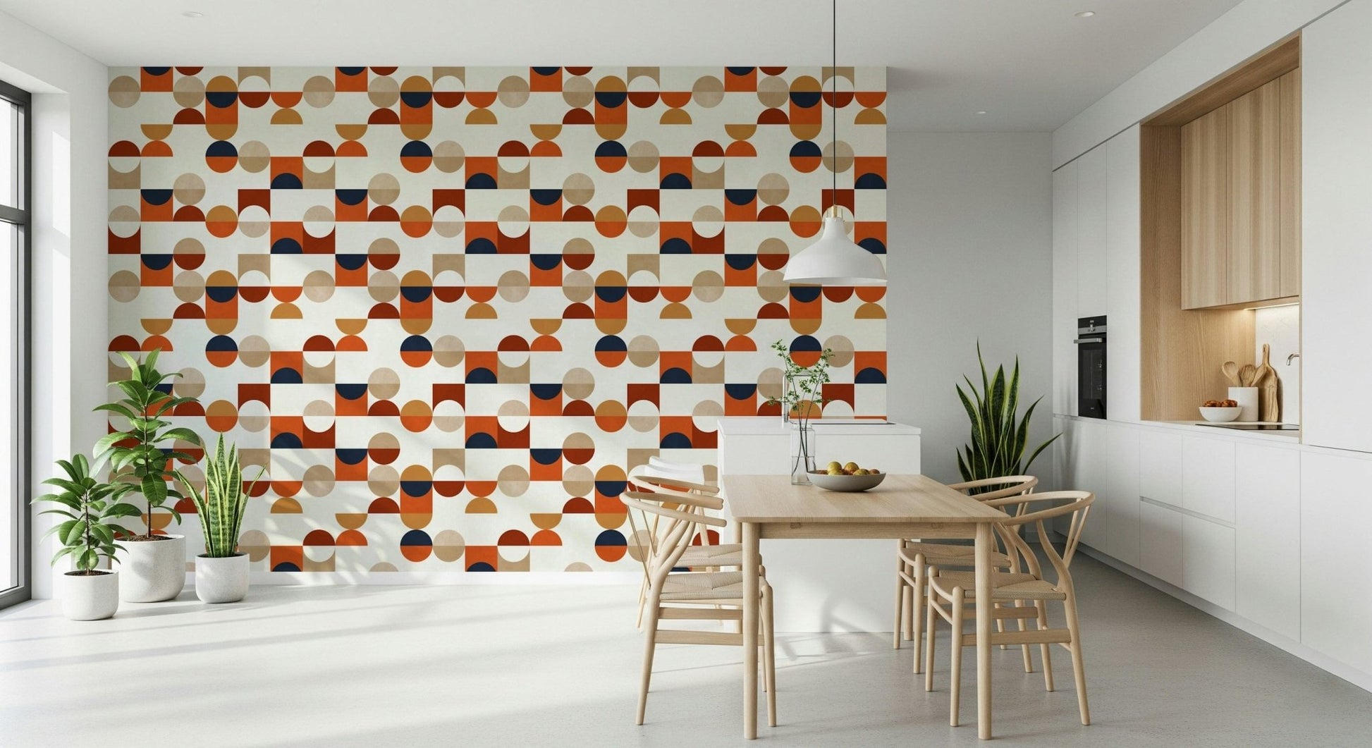 Modern geometric tiles wallpaper with bold color blocks