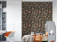 Terracotta floral mural with elegant flow

