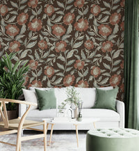 Blossom trail wallpaper in rustic terracotta

