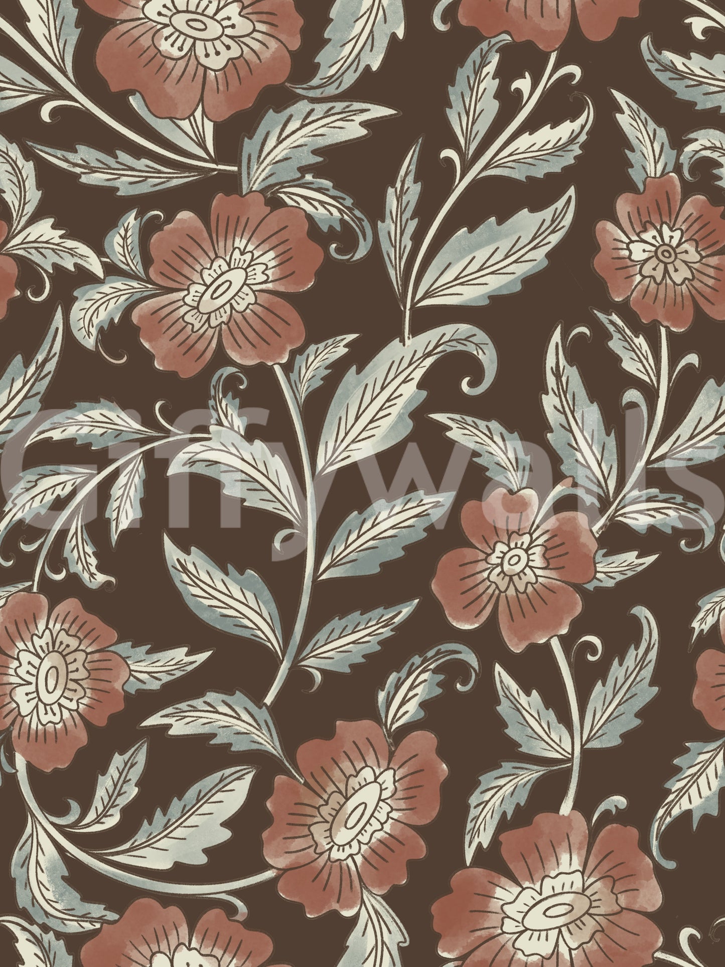 Terracotta blossom Trail Wallpaper⁠