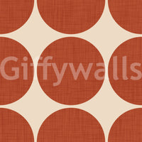 Graphic wallpaper design with large terracotta spheres forming a structured grid layout