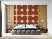 Decorative dot wallpaper with uniform terracotta circles creating a playful repeating pattern