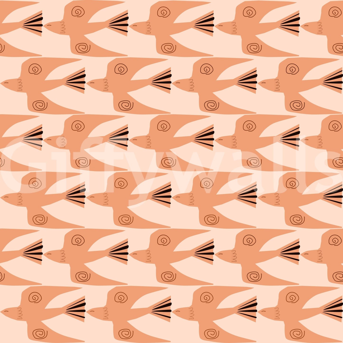 Artisanal dove mural wallpaper
