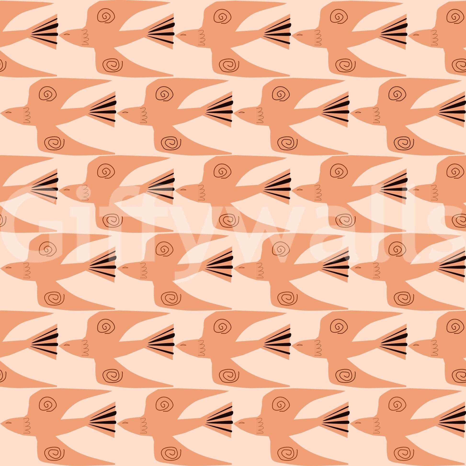 Artisanal dove mural wallpaper
