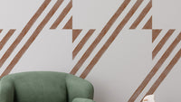 Terracotta geometric diagonal stripe wallpaper
