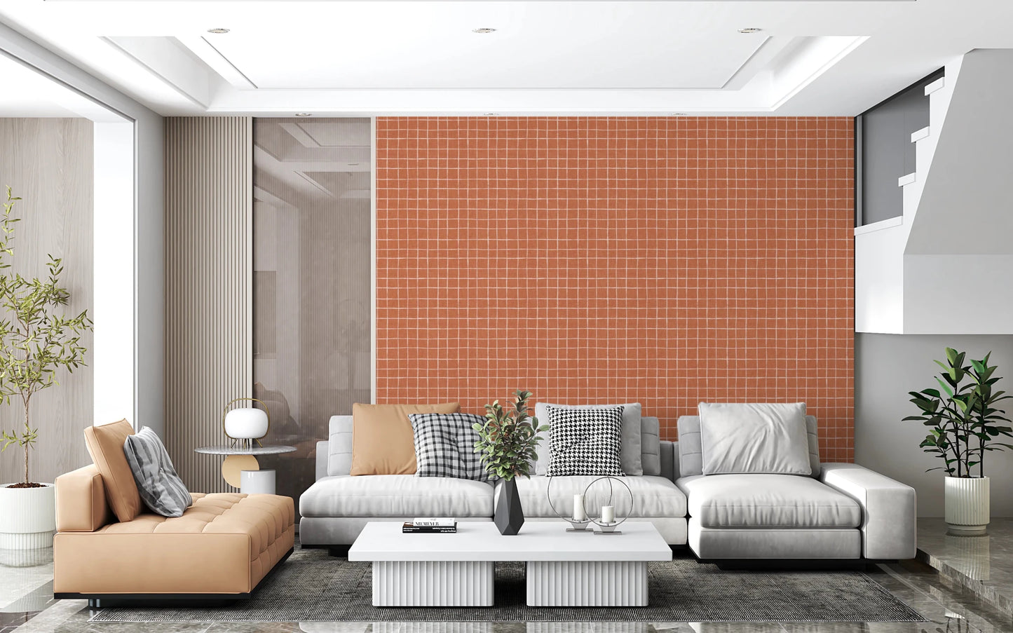 Terracotta Grid Wallpaper⁠