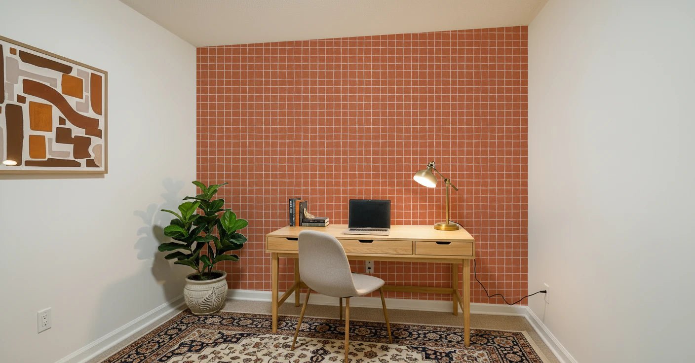 Terracotta Grid Wallpaper⁠