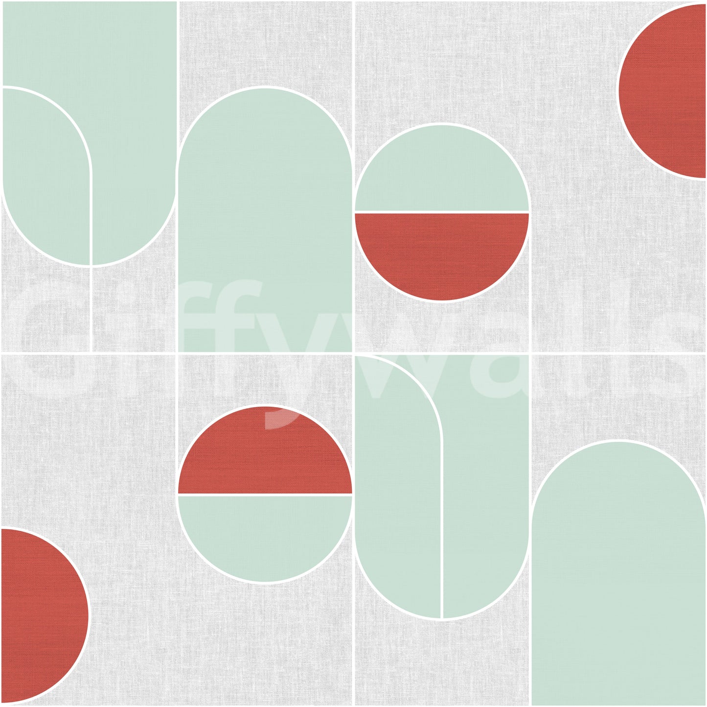 Terracotta & Mint Geometric Wallpaper⁠