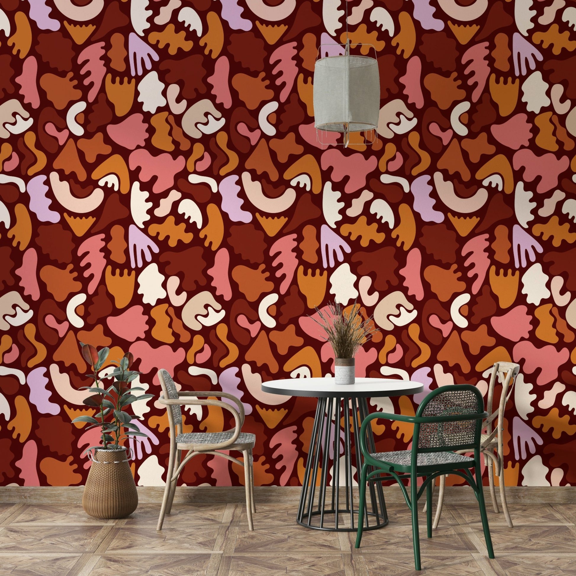 Warm terracotta wallpaper adding elegance to walls

