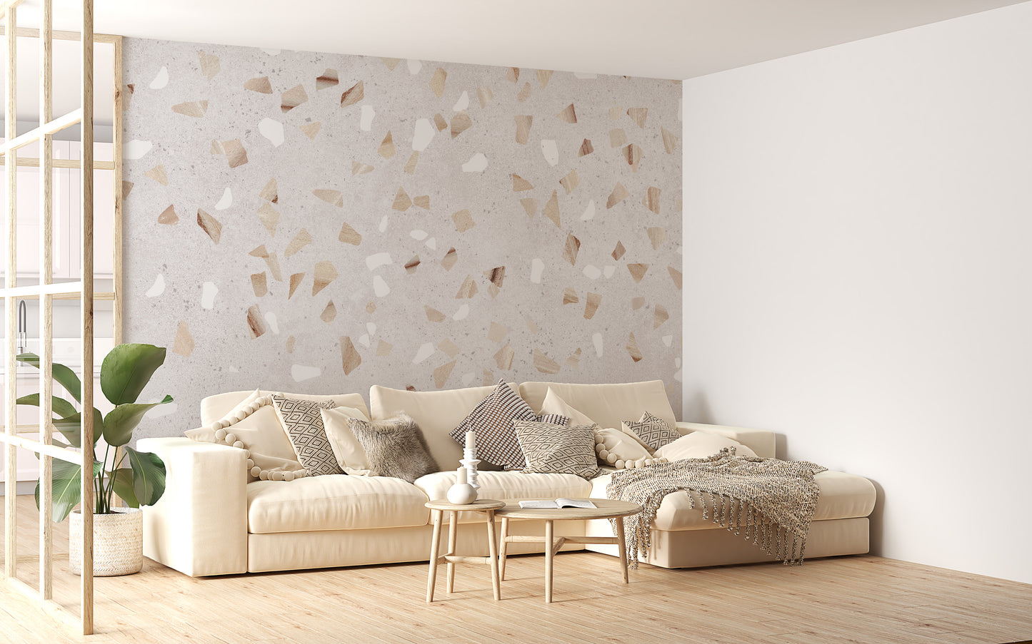 Timeless terrazzo marble pattern mural design