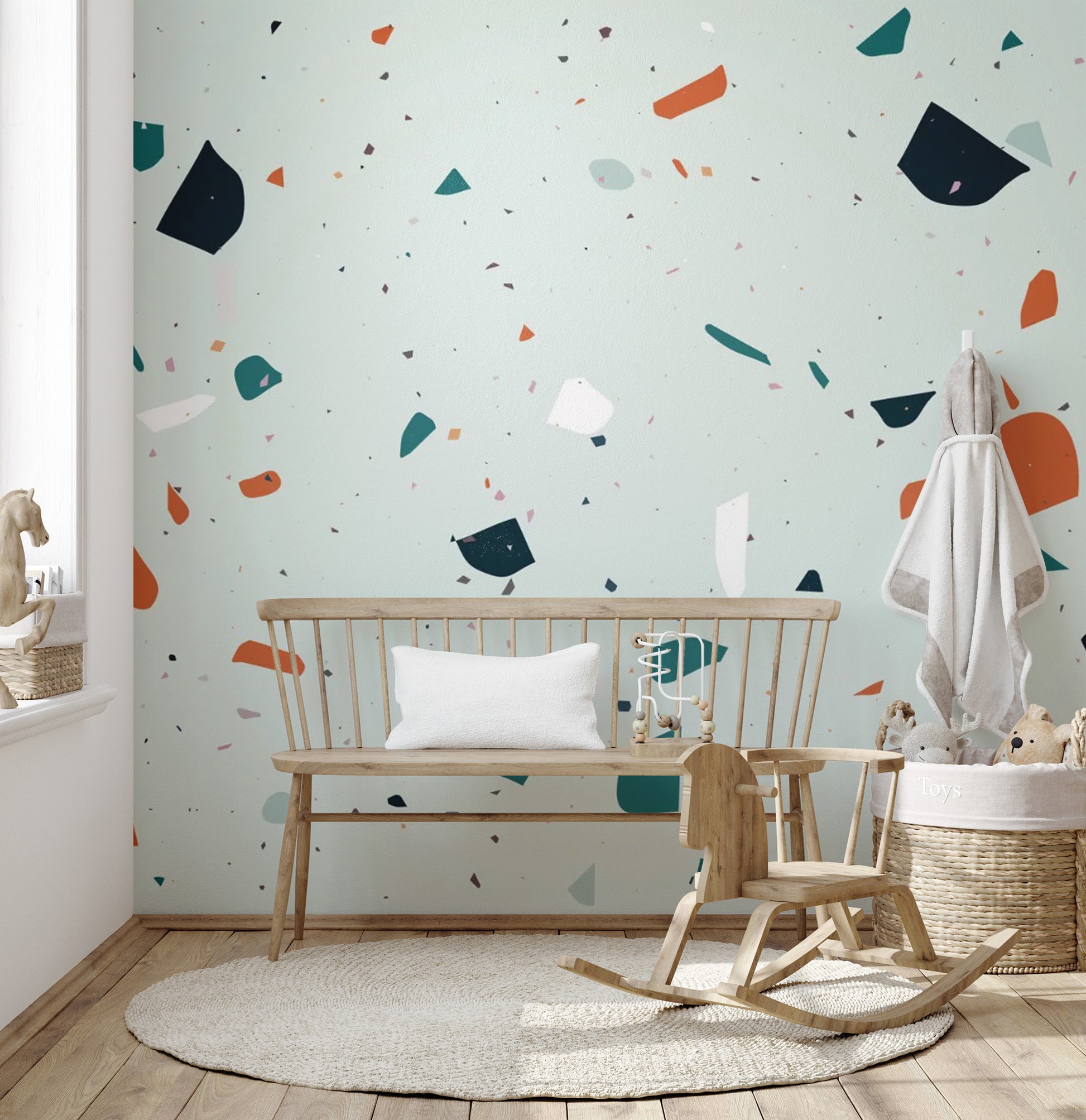 Abstract stone wallpaper mural with a polished cement look.