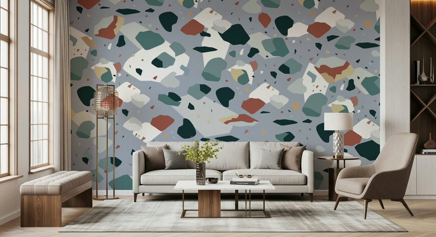 An artistic minimalist form mural for home decor.