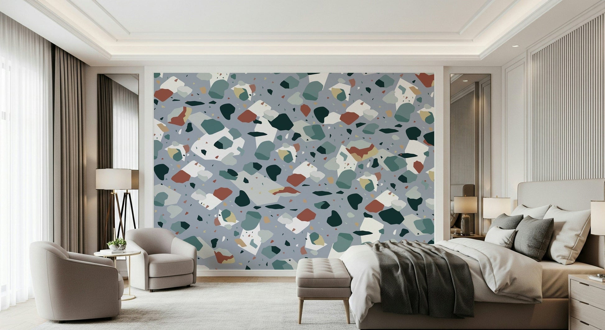 A serene abstract stone wall mural for your decor.