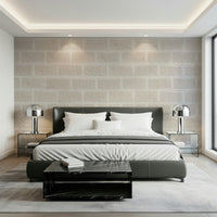Neutral brick wall wallpaper featuring realistic texture and warm beige tones for modern, inviting interiors.