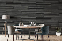 Textured brick dining room wall mural depicting weathered dark slate surfaces.