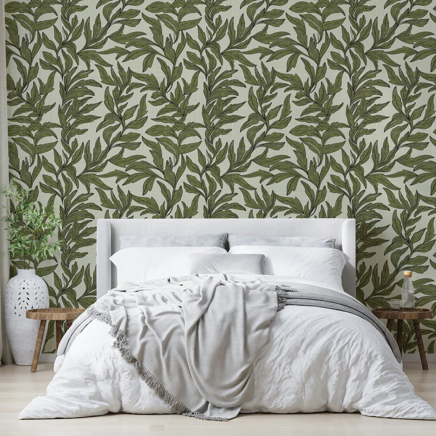 Nature-themed wallpaper with layered leaf texture

