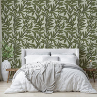 Nature-themed wallpaper with layered leaf texture

