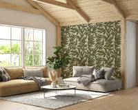 Calming escape wallpaper with leafy textures

