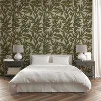 Botanical wall mural with subtle texture details

