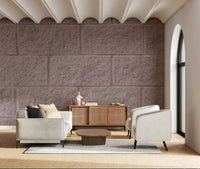 Contemporary mural of weathered brick surfaces in earthy tones