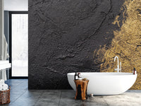 Modern geometric gold wallpaper mural with a matte and gloss contrast.