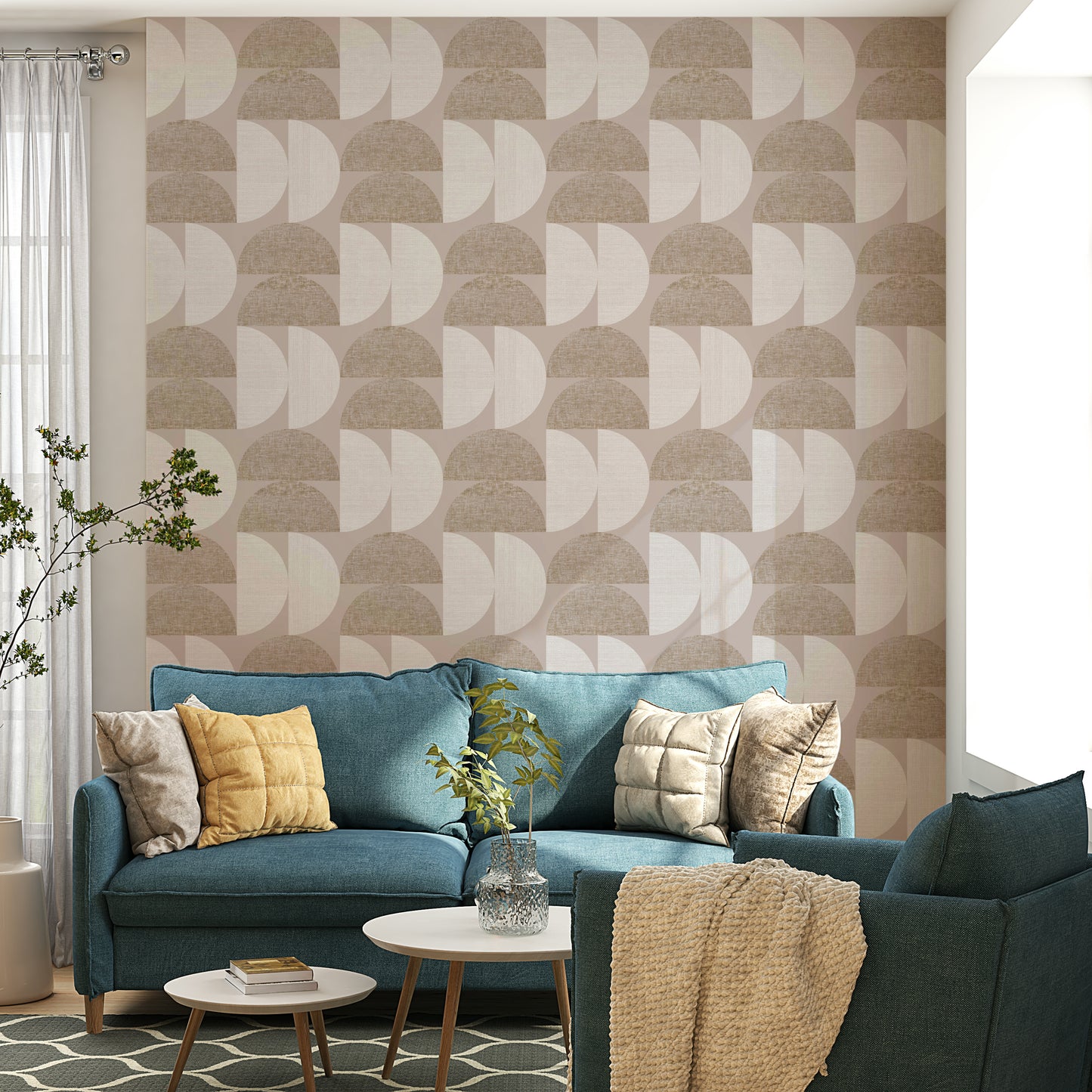 Semi-circle pattern in woven texture design

