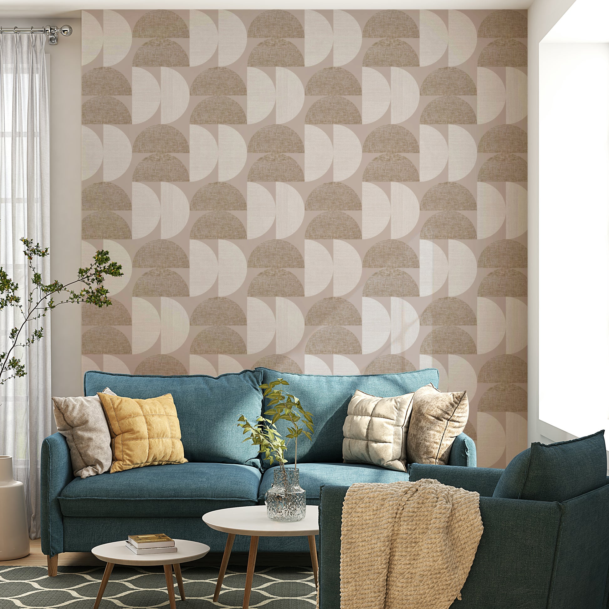Semi-circle pattern in woven texture design

