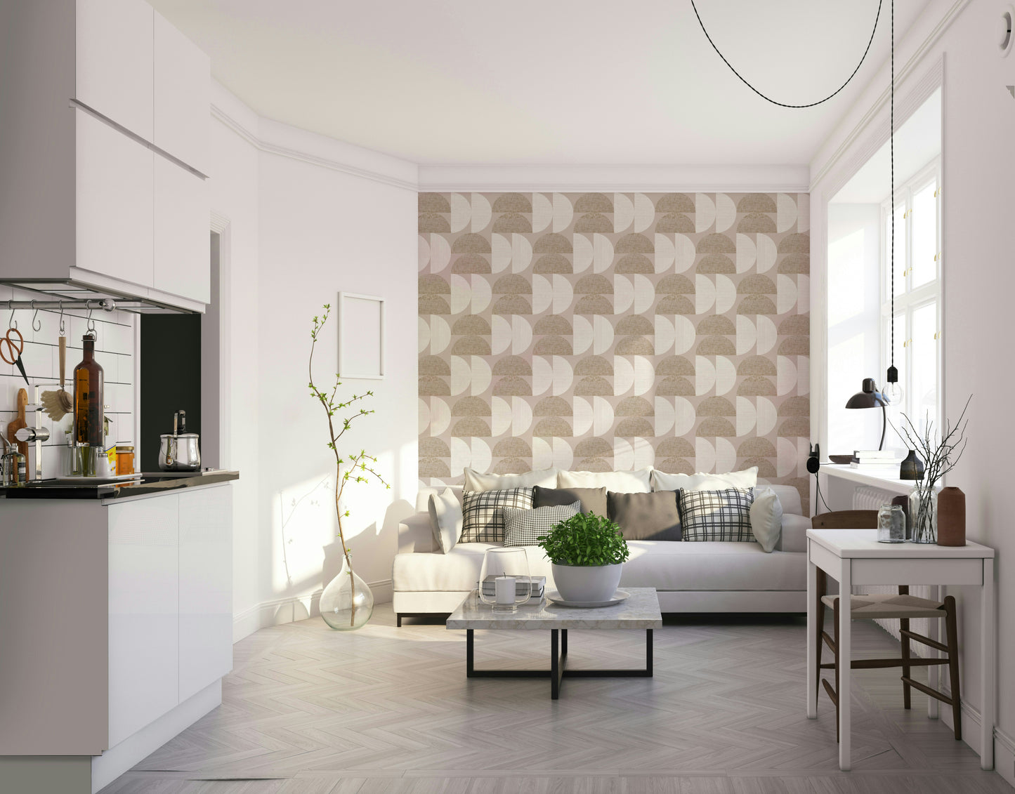 Abstract linen print geometric wallpaper

