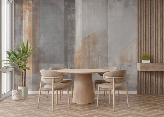 Stroke Patterns wallpaper shown as a full feature wall that highlights the design