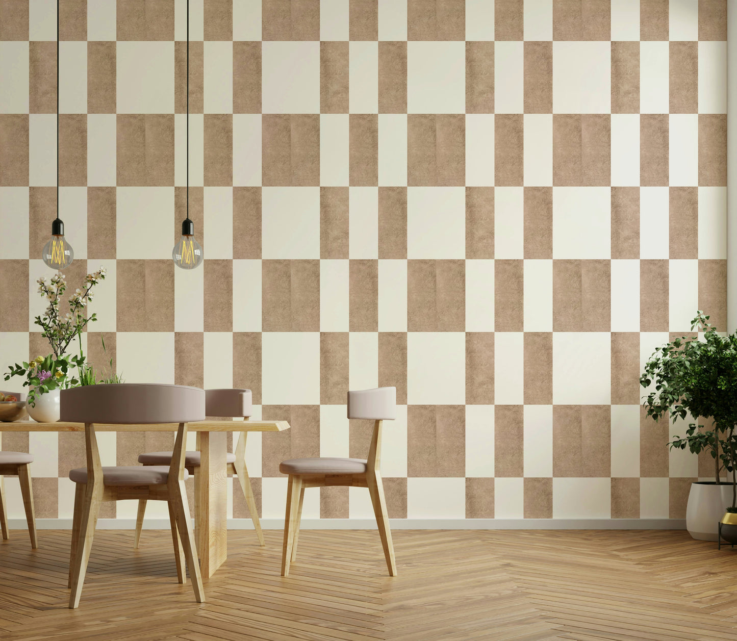 Textured Taupe & White Wallpaper⁠