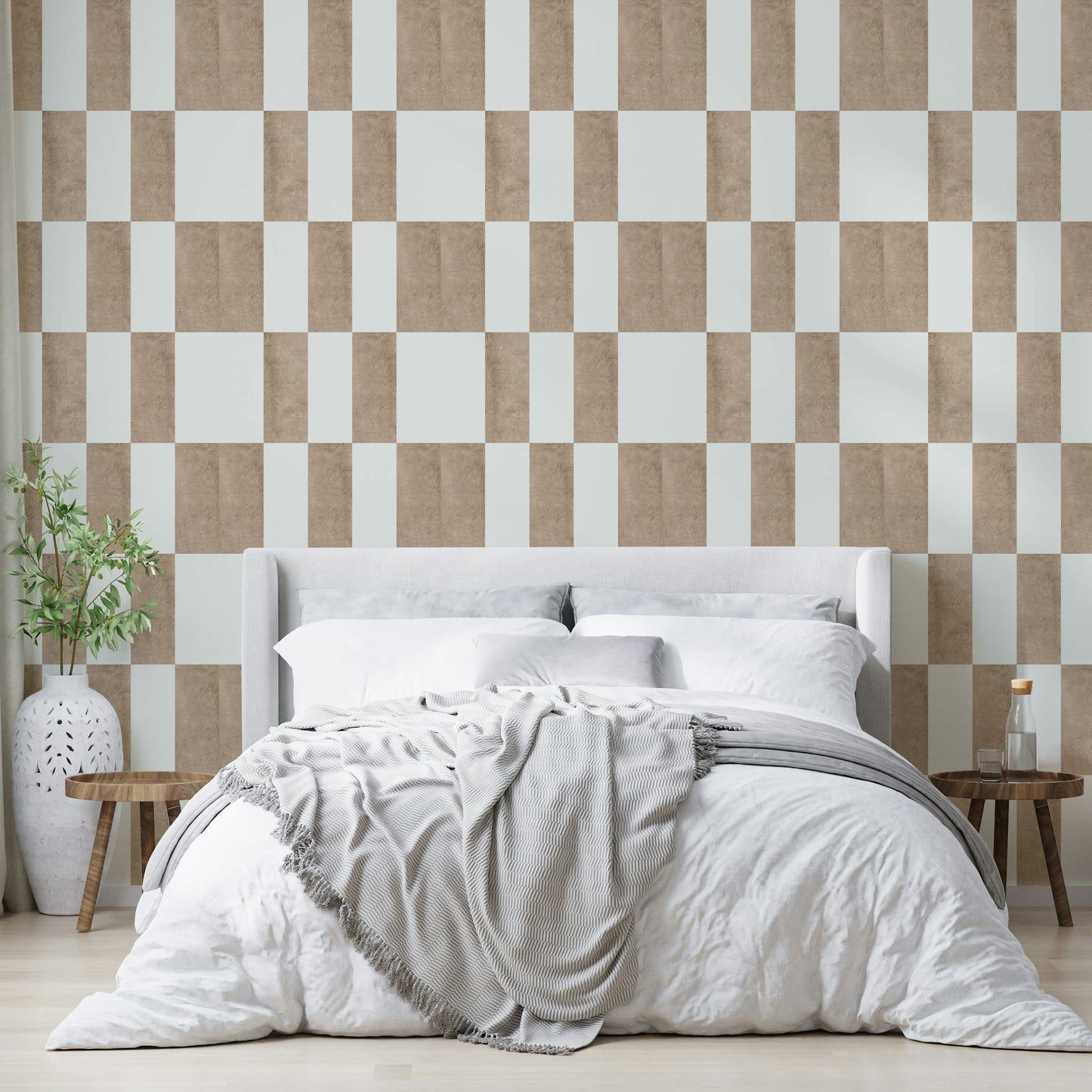 Textured Taupe & White Wallpaper⁠