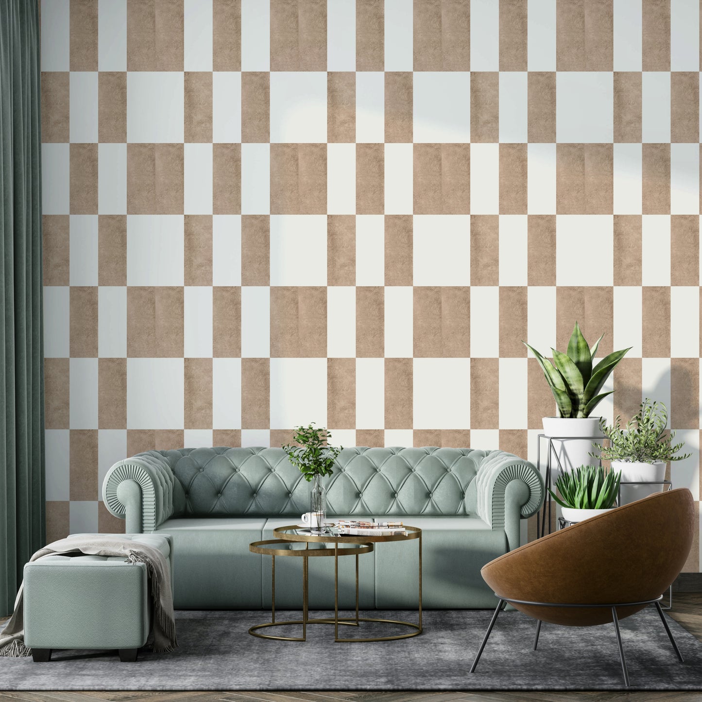Textured Taupe & White Wallpaper⁠