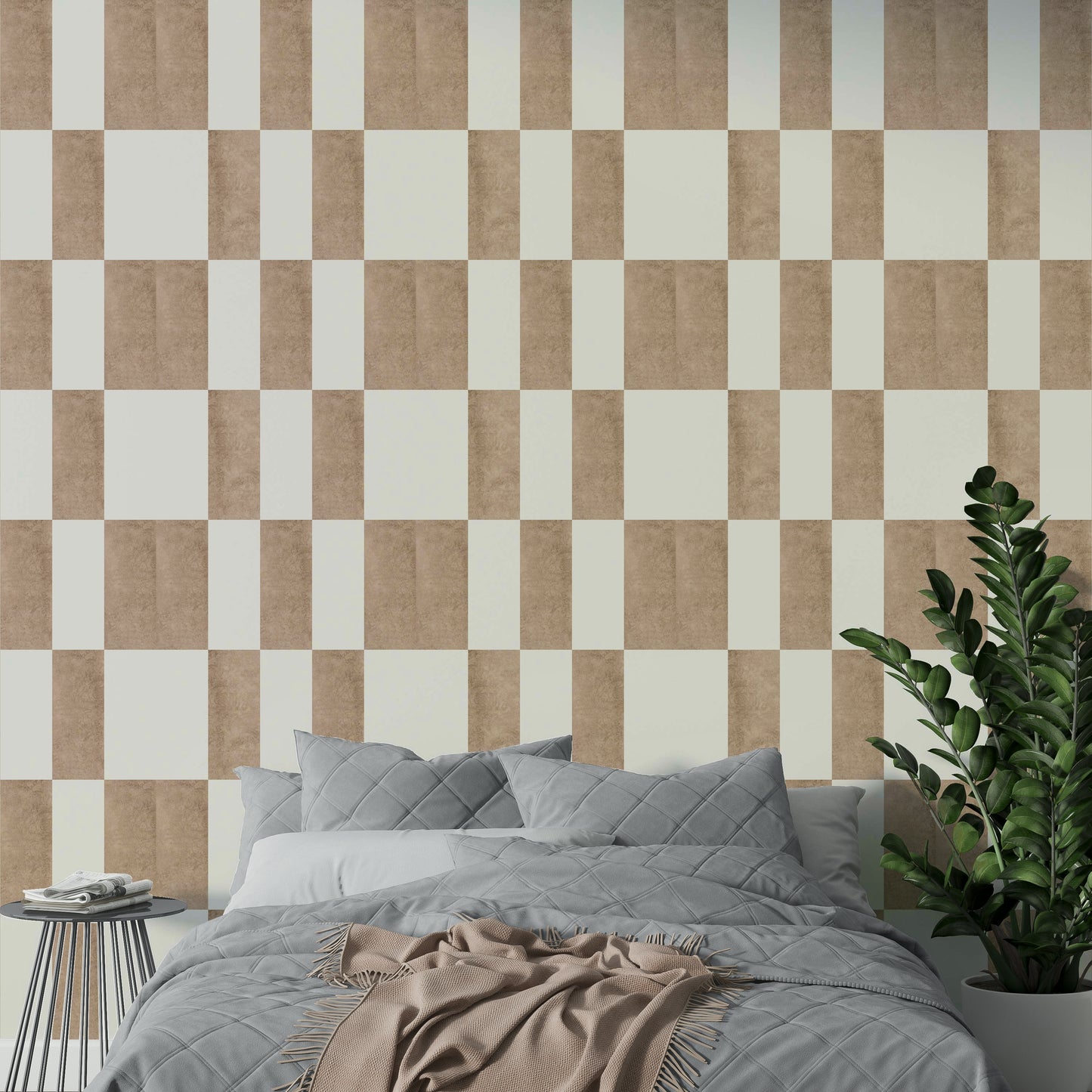 Textured Taupe & White Wallpaper⁠
