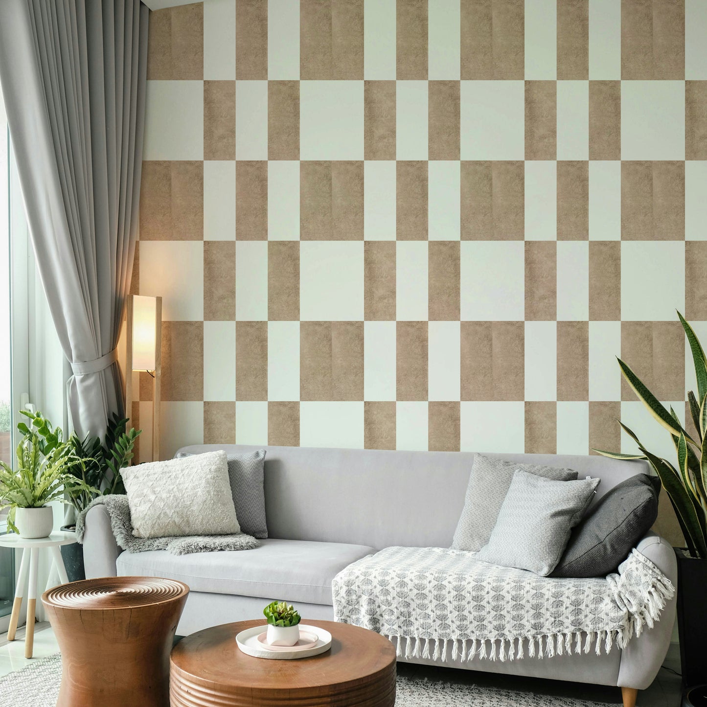 Textured Taupe & White Wallpaper⁠