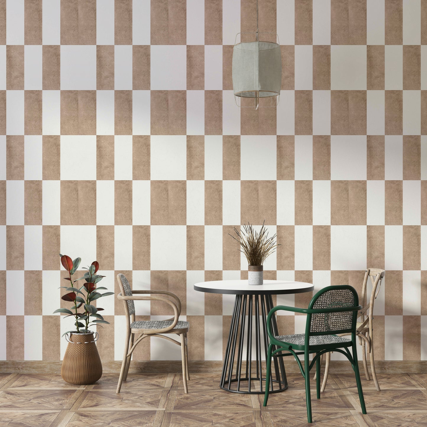 Textured Taupe & White Wallpaper⁠