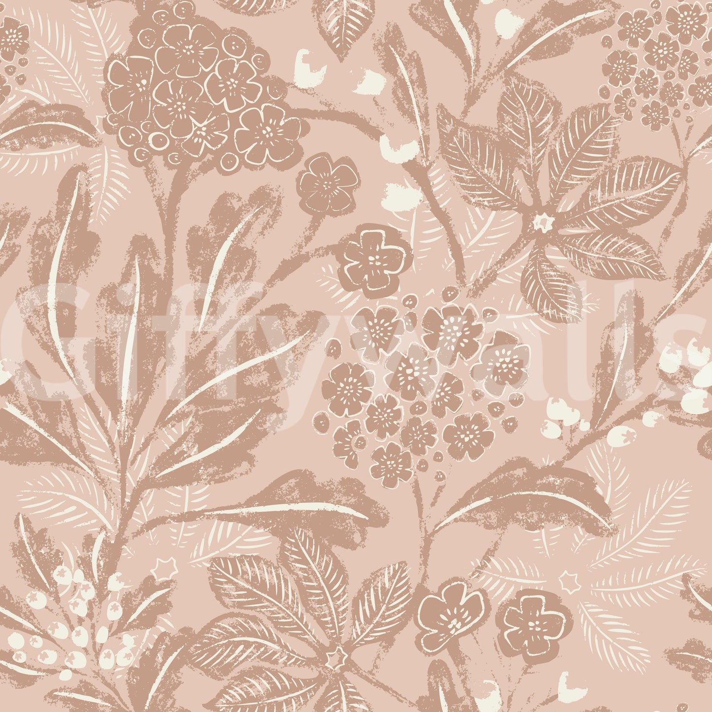 Textured Terracotta Blooms Wallpaper⁠