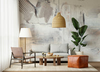 Abstract wall mural with layered textures and muted color gradients for modern interiors.