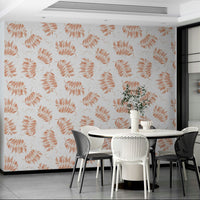 Natural textured wallpaper with palm leaf motif


