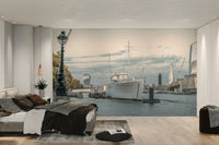 Panoramic view of the London skyline and River Thames.

