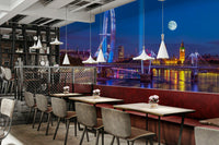 The mural extends across the entire wall, creating a smooth backdrop.

