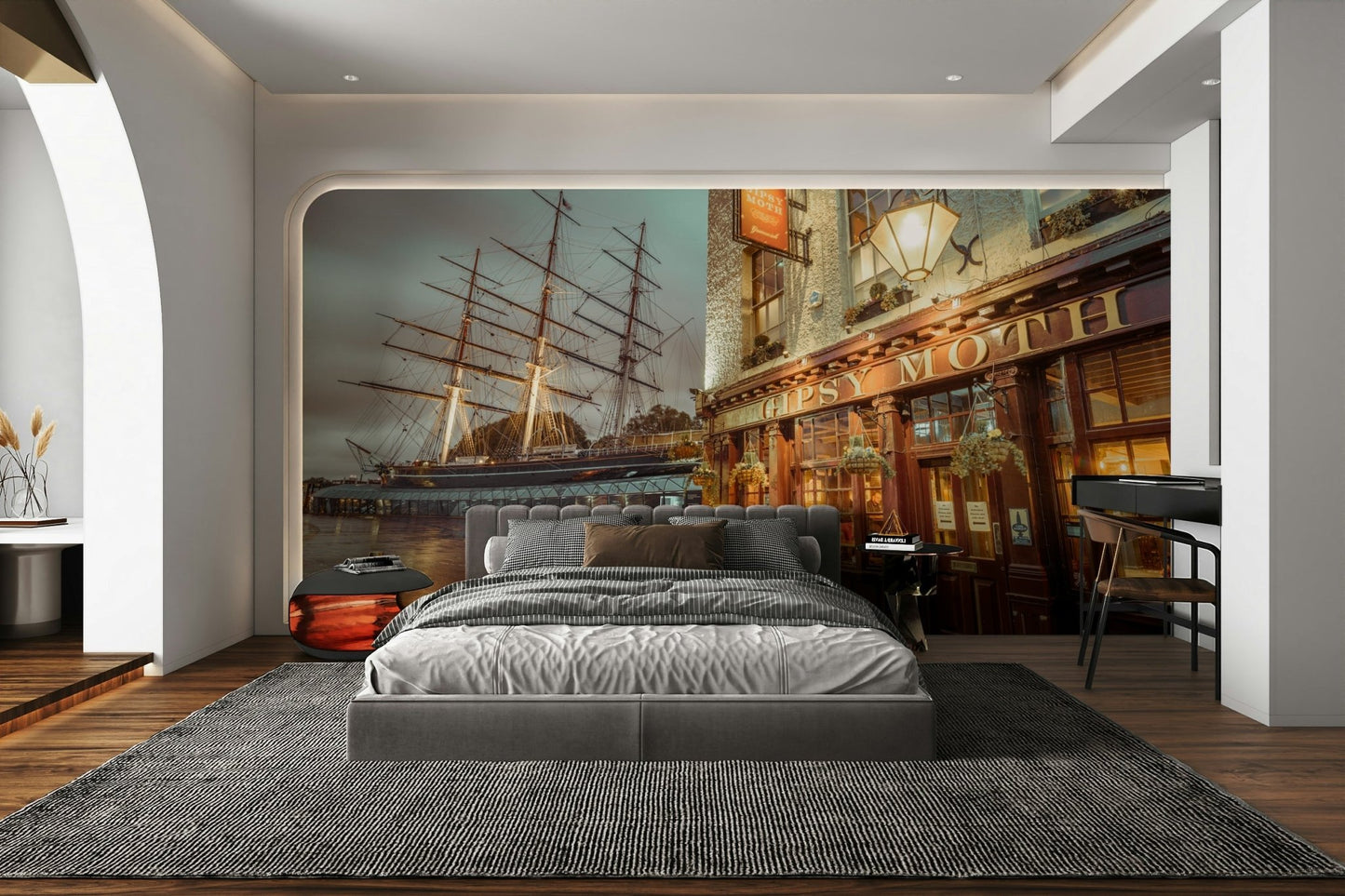 London pub and ship mural

