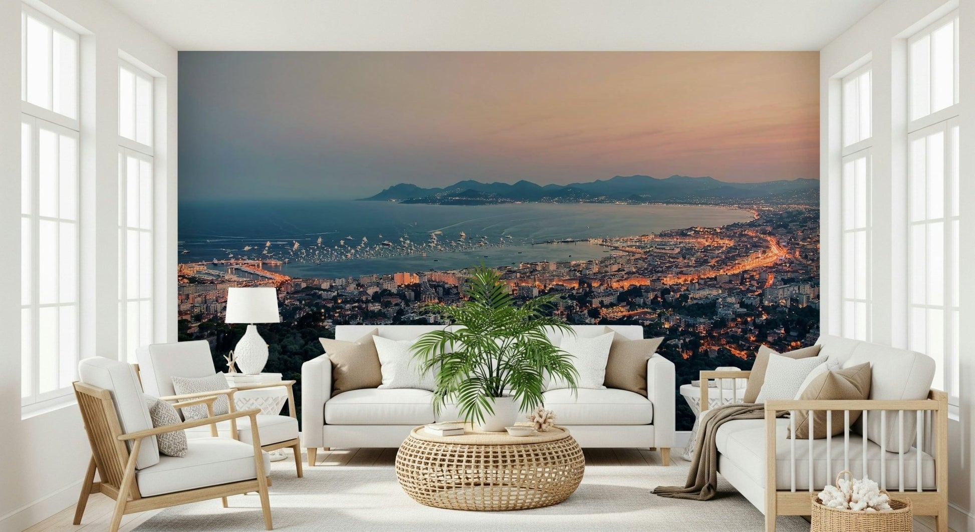 Bay of Cannes nature mural with wide sky, clouds, and seaside atmosphere
