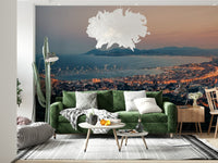 Bay of Cannes wall mural showing calm coastline with sky cloud wallpaper and nature tones