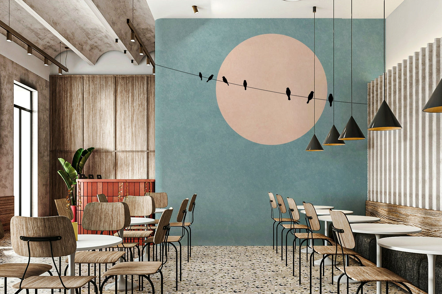 The mural covers a significant wall area.
