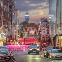 A wall mural depicting an iconic city scene
