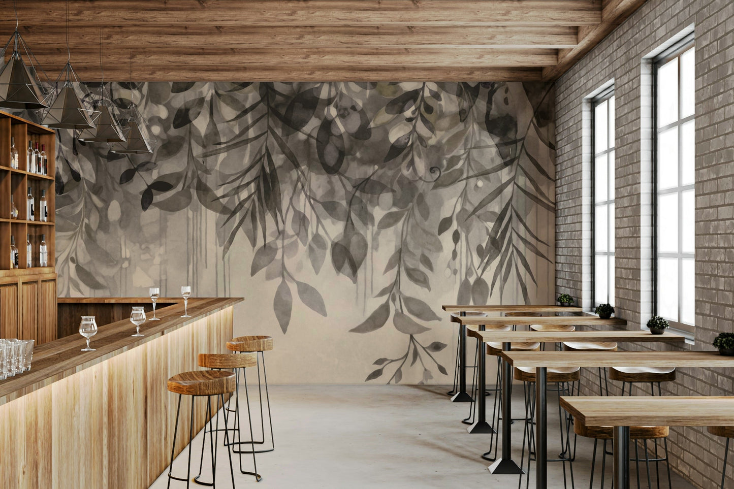 Modern foliage wallpaper for calm interiors

