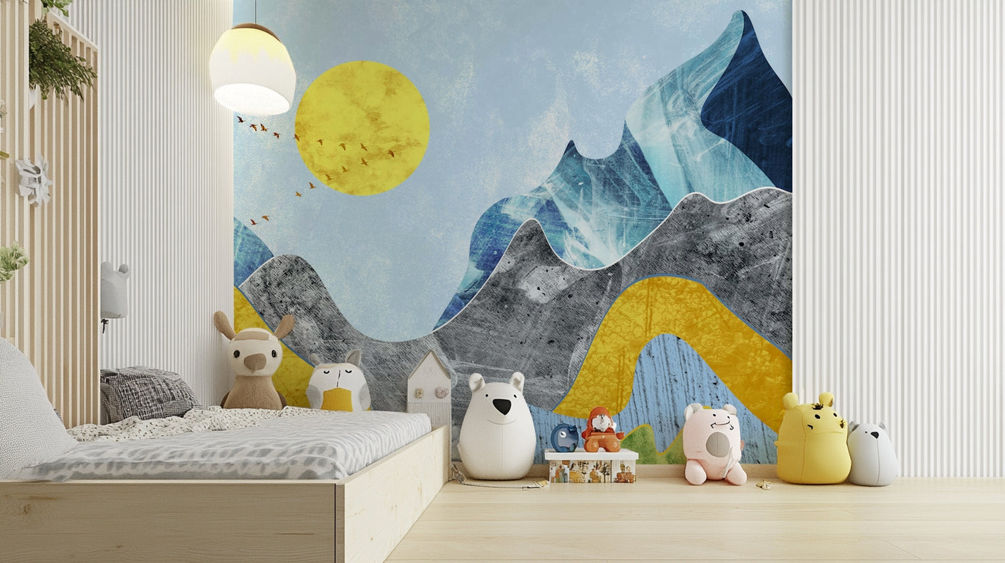 Soft grey and white stone textures for a kitchen diner wall in a modern flat.