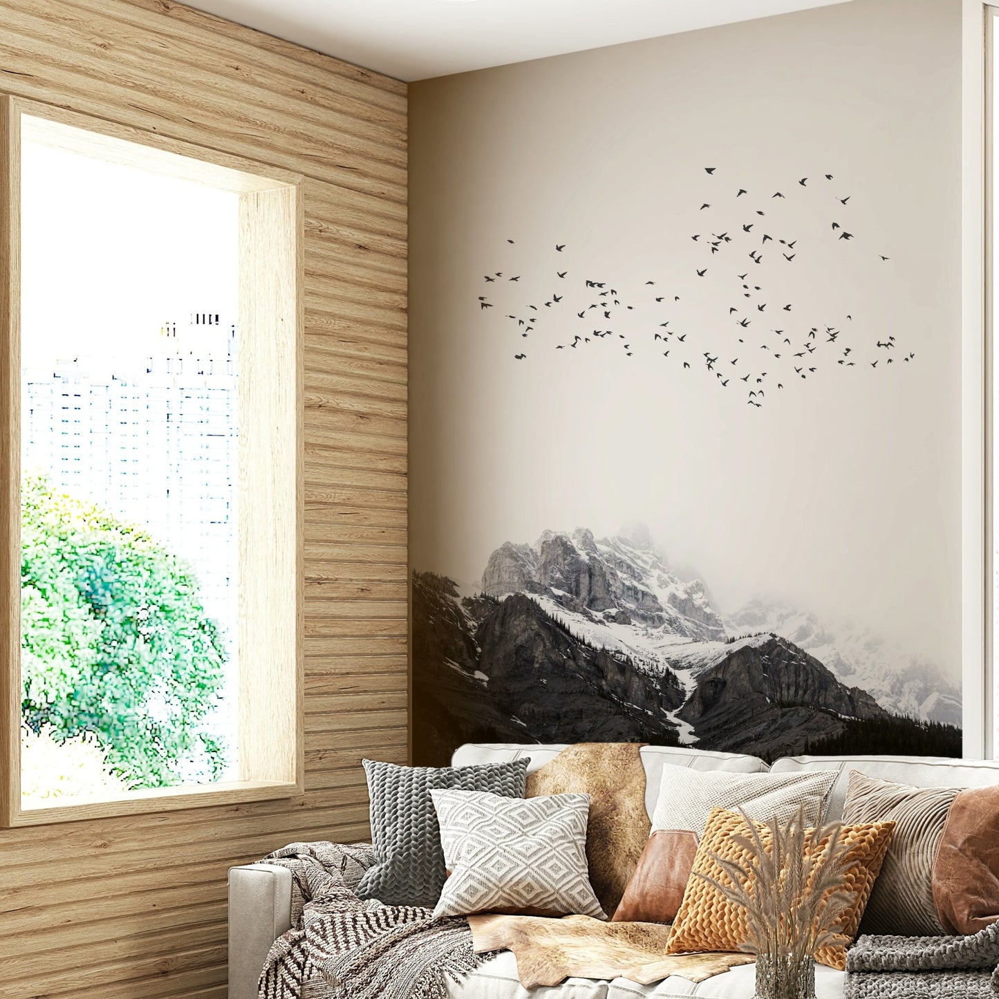 A majestic and expansive wall mural.
