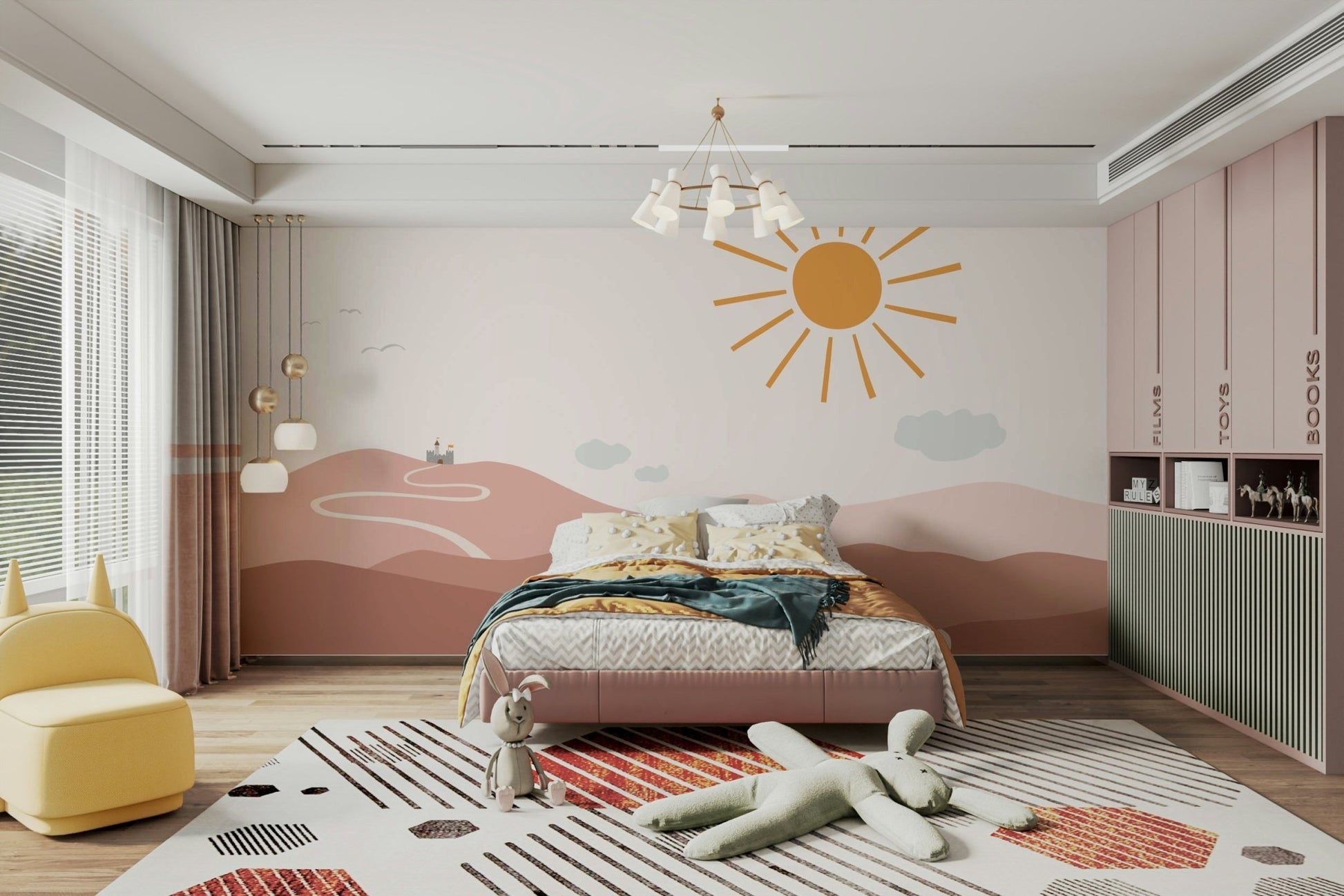 The Path to the Castle Wall Mural with forest trail and distant castle.

